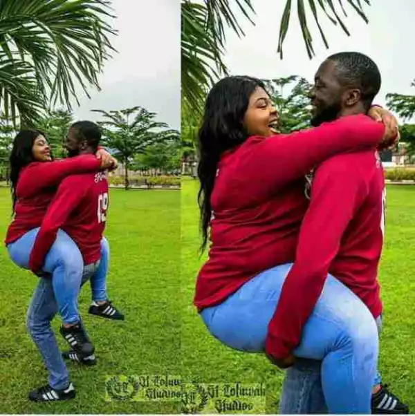 Slim Yoruba Man Lifts His Plus-Sized Edo Spouse In Pre-Wedding Photos 